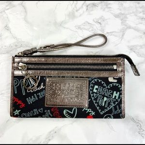 Coach Poppy Graffiti Heart Wristlet